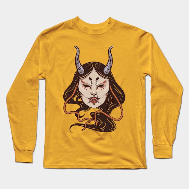 Female Hannya Long Sleeve T-Shirt by witskill